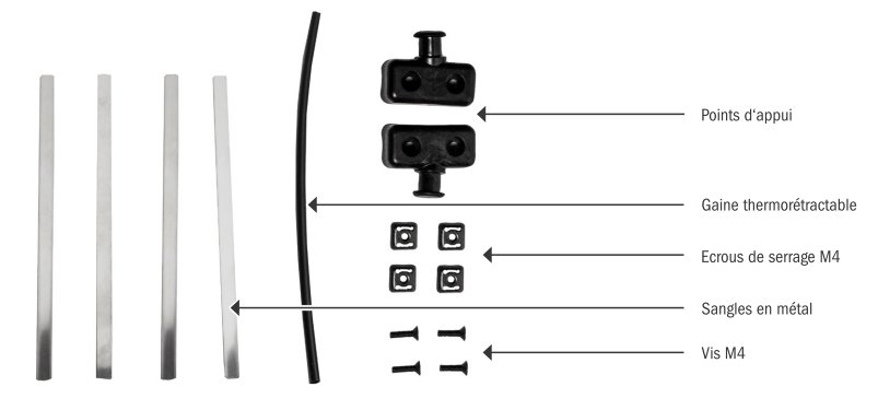 Vsebina kompleta za prtljažnik Ortlieb Quick Rack Seat Stay Adapter